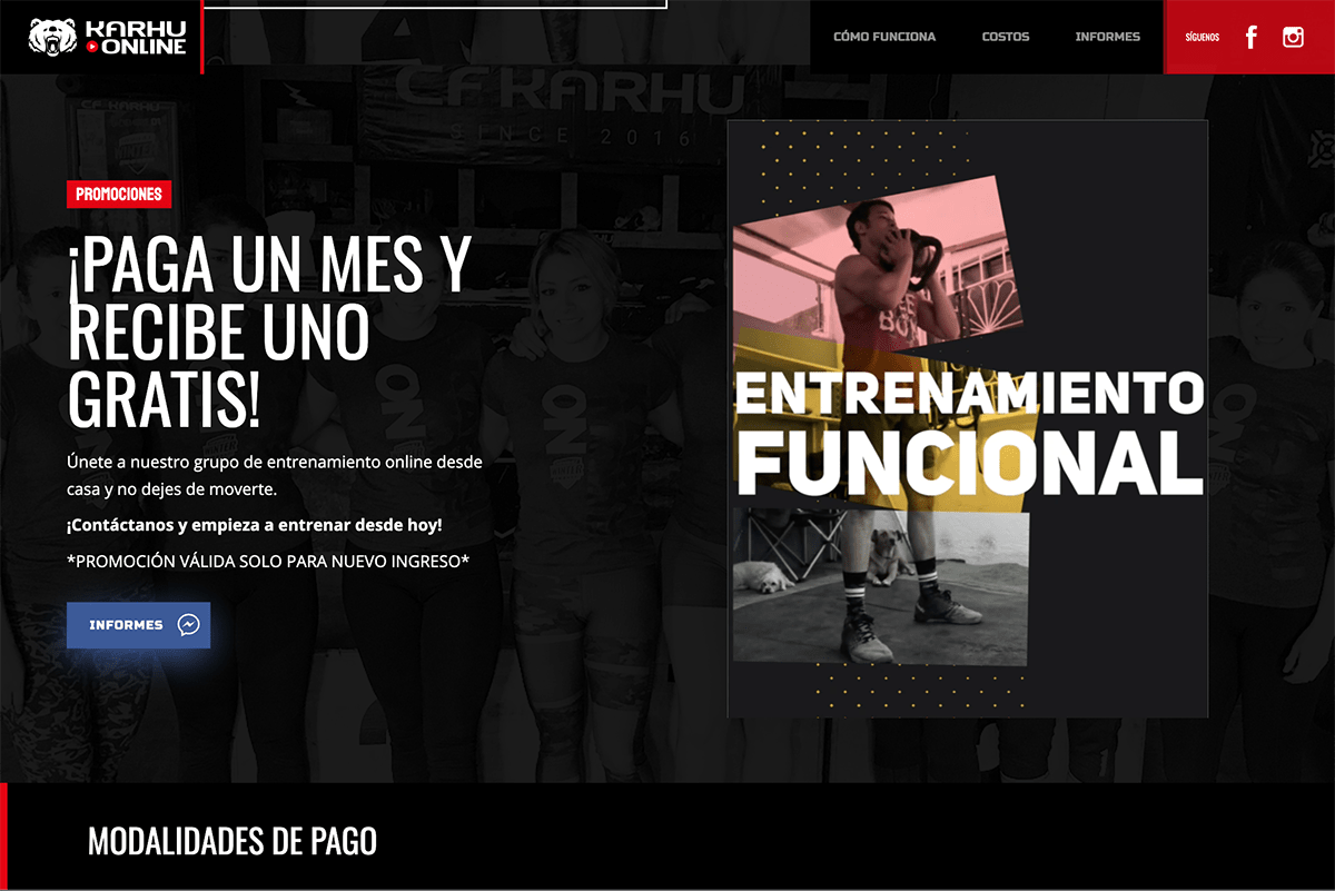 Diseño web CF KARHU crossfit en Pachuca