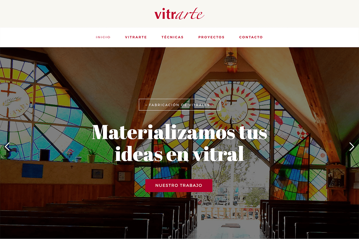 Diseño web Taller y tienda de vitrales VITRARTE